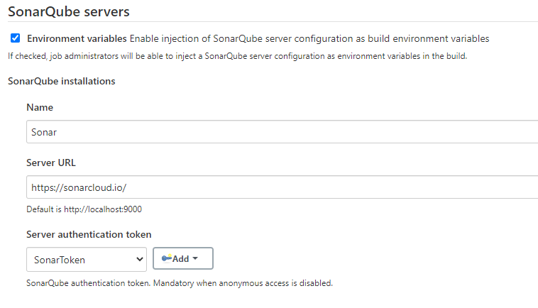 Screenshot 1 from "Setup Sonar for Code Analysis"