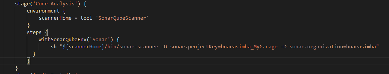Screenshot 3 from "Setup Sonar for Code Analysis"